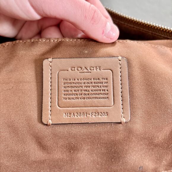 Coach Signature Canvas Zip Top Tote Bag F29208 Tan Gold Hardware - Preowned - Picture 9 of 16